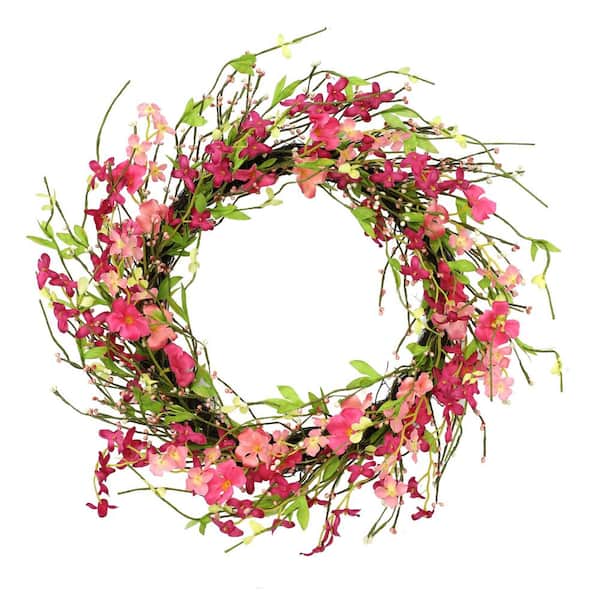 Puleo International 24 in. Artificial Spring Jasmine Flower Wreath