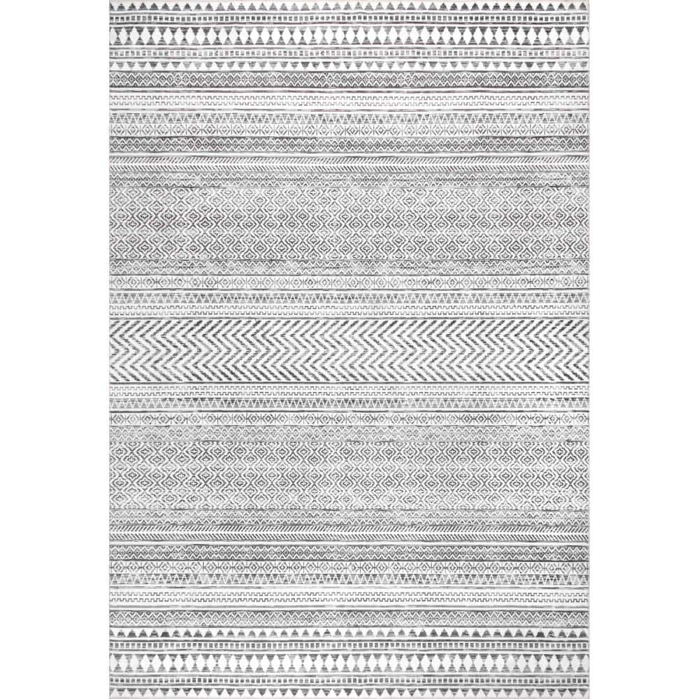 Gray Geometric Machine Washable Area Rug, 2' x 3'