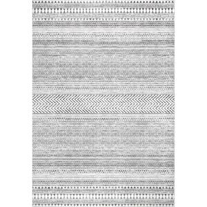 Kira Machine Washable Tribal Geometric Gray 6 ft. x 6 ft. Square Rug