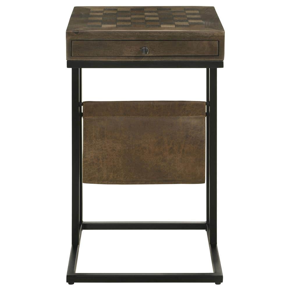 Noir Mango Wood and Iron Accent Table with Storage