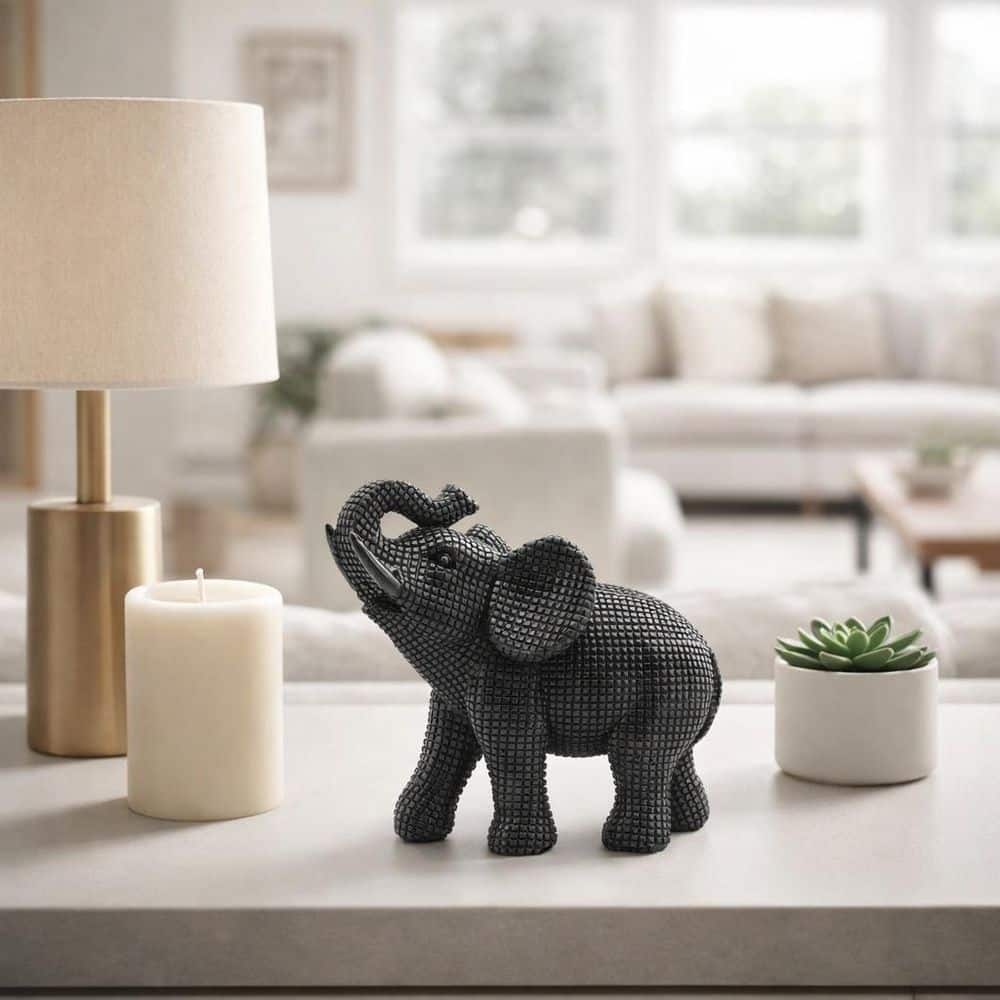 Liv & Skye Black 7 in. x 7 in. Resin Elephant Table Accent