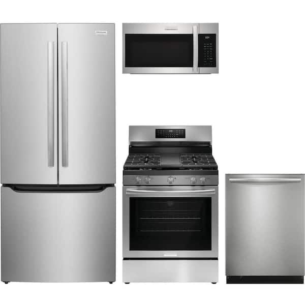 Gallery 20 cu. ft. Standard Depth Refrigerator with 5 Burner Freestanding Gas Range and Dishwasher with CleanBoost