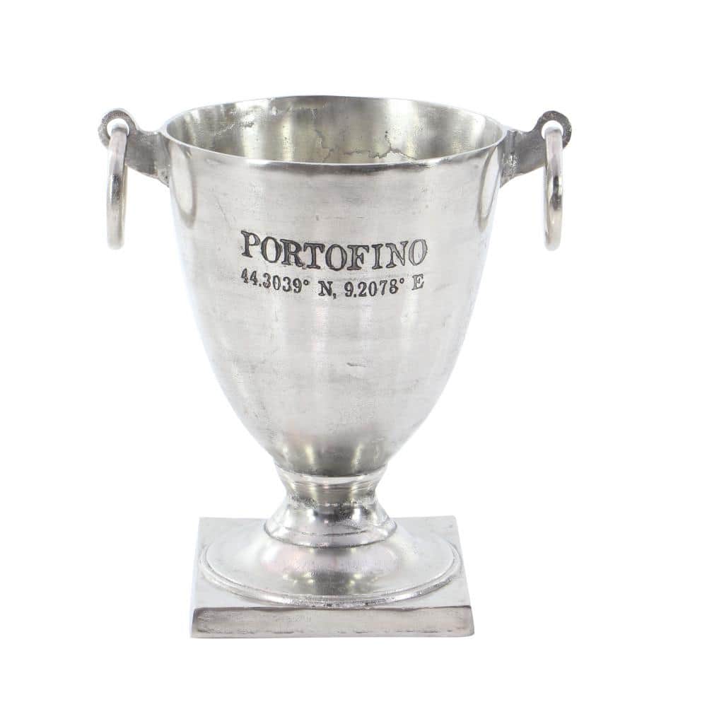 Vintage Silver Aluminum Champagne Ice Bucket with Handles