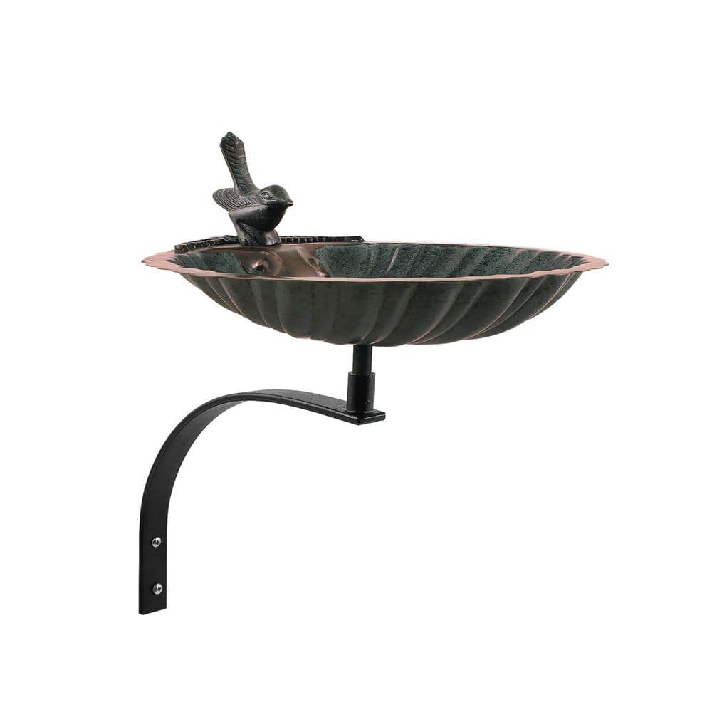 Scallop Shell Birdbath w/Wall Mount Bracket, 14.25 in. Tall, Antique Brass Plated price history on PriceWatchPro