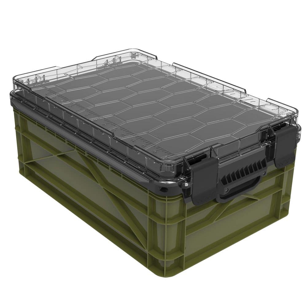 Weather Resistant Half Size Storage Bin High Stacking Capacity Heavy Duty Stackable Storage Bin w/Lid and Dividers Green price history on PriceWatchPro