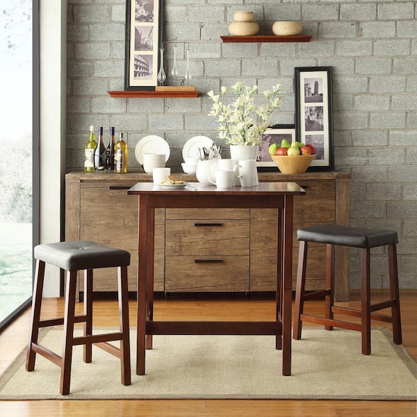 Unbranded Hubbard Lane 3-Piece Cherry Bar Table Set
