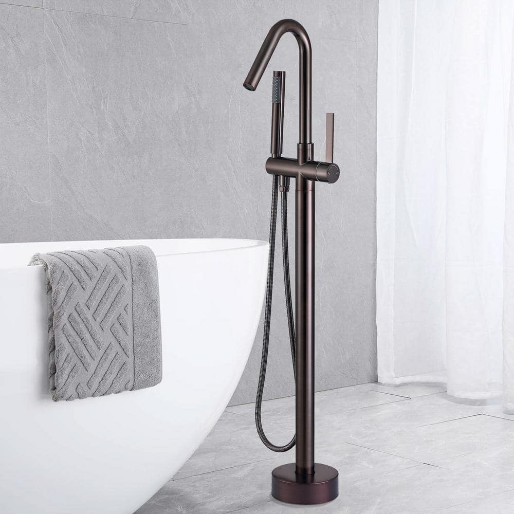 Oil Rubbed Bronze Freestanding Tub Filler with Handshower