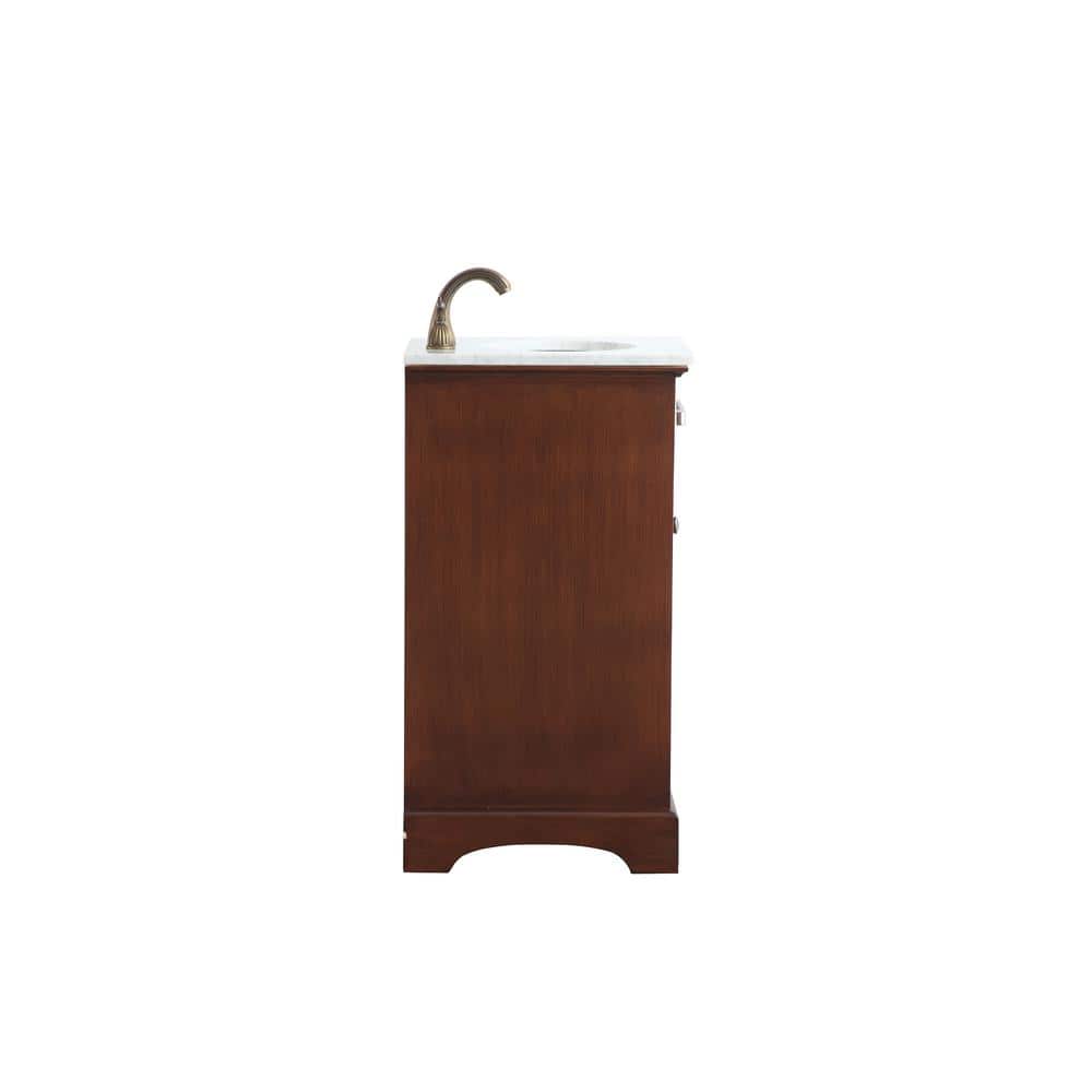 Teak and Marble 19'' Single Bathroom Vanity with Brushed Nickel Hardware