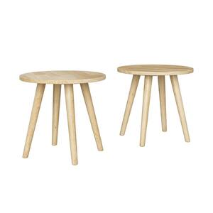 Marcia Natural Round Wood End Tables (Set of 2)