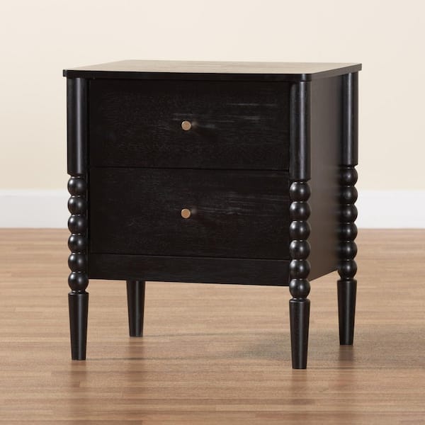 Lucera Black 2-Drawer Nightstand