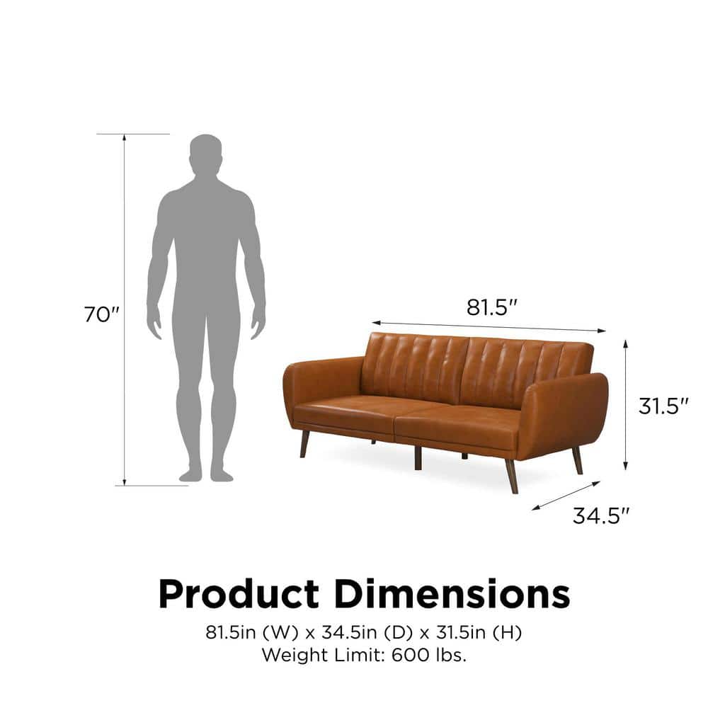 Brittany Camel Faux Leather Convertible Sleeper Sofa