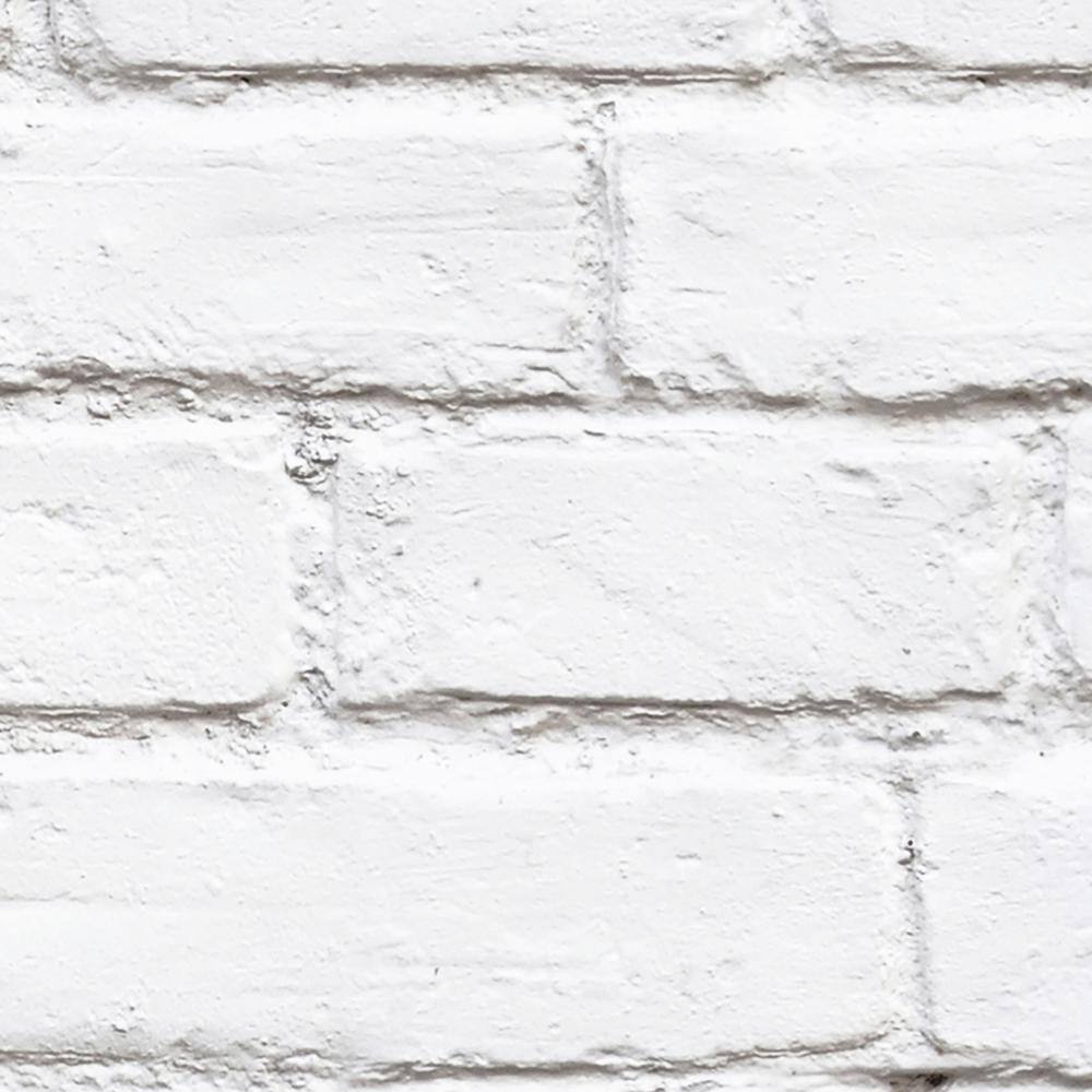 White Brick Peel and Stick Smooth Vinyl Wallpaper