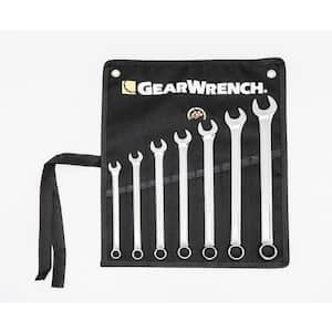 Long Pattern SAE 12-Point Combination Wrench Set with Tool Roll (7-Piece)