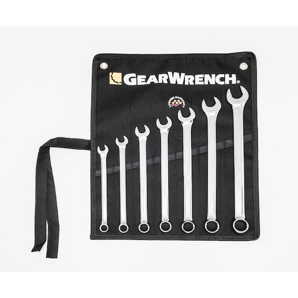 GEARWRENCH Long Pattern SAE 12-Point Combination Wrench Set with Tool Roll (7-Piece)