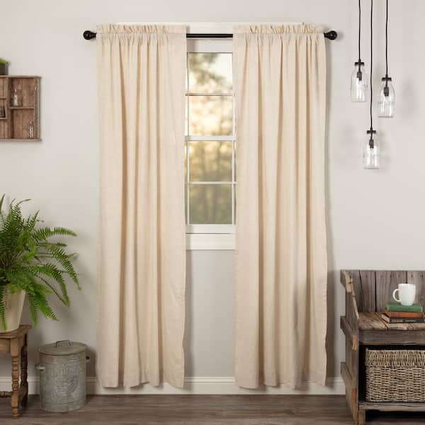 VHC BRANDS Simple Life Flax 40 in W x 84 in L Light Filtering Rod Pocket Window Panel Natural Creme Pair