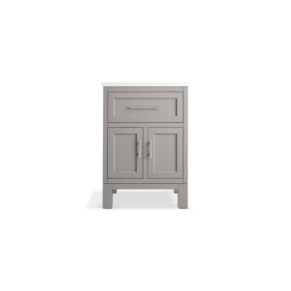 KOHLER Quo 49in. Single Sink Freestanding Mohair Grey Bath Vanity with White Quartz Top Assembled