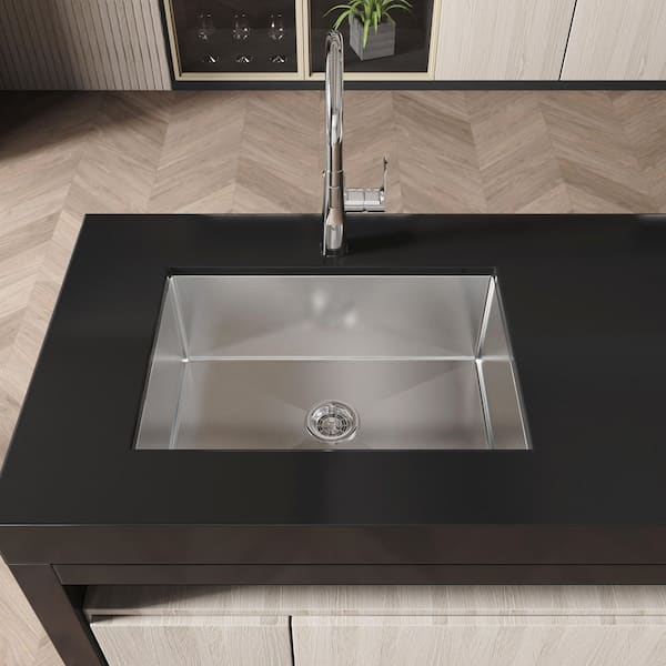 Inoxa 27 in. x 19 in. Undermount Single Bowl 16-Gauge Stainless Steel Kitchen Sink in Black