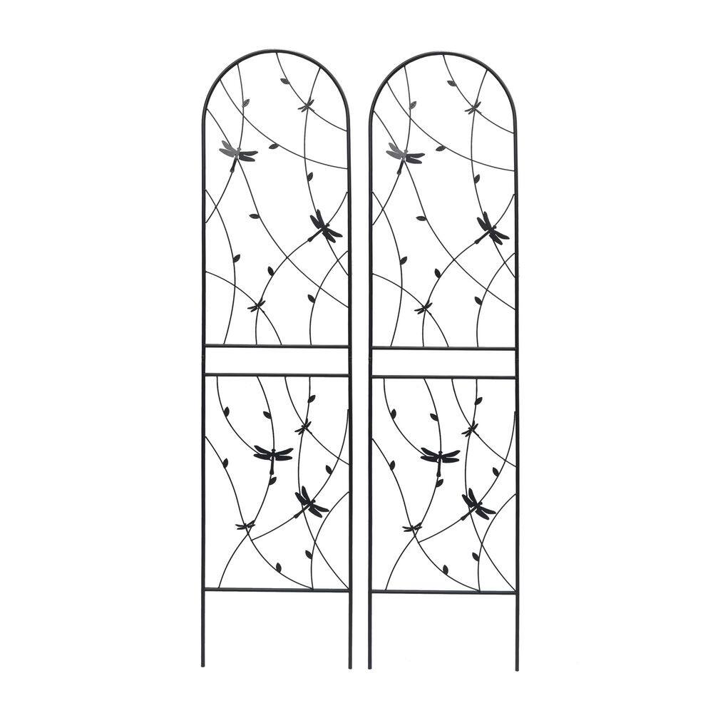 2 Pack 86.7 in. x 19.7 in. Black Iron Metal Dragonfly Deco Outdoor Rustproof Garden Trellis for Climbing Plants Support price history on PriceWatchPro