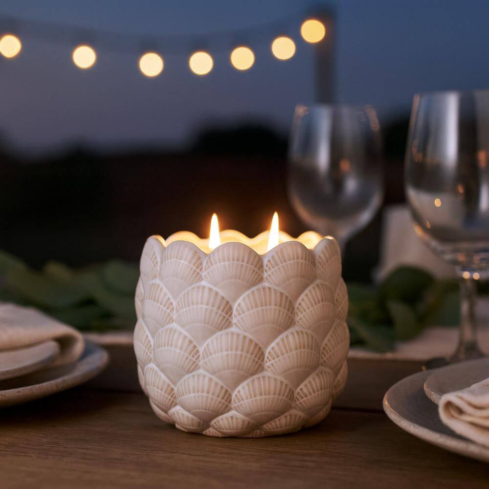 6 in. x 5.25 in. Beige Ceramic Pink Beach Scented Seashell Candle 28 Oz price history on PriceWatchPro