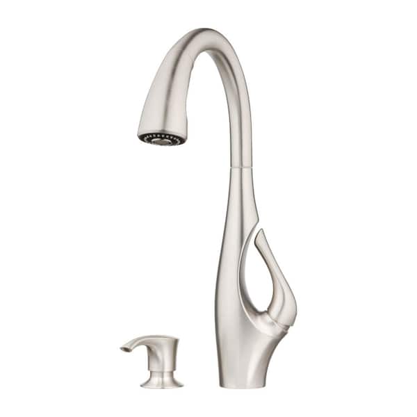 Indira Single Handle Pull Down Sprayer Kitchen Faucet with Soap Dispenser in Spot Defense Stainless Steel