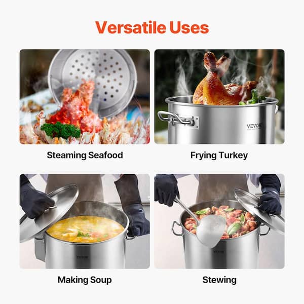 VEVOR Commercial Stockpot 64 qt. Stainless Steel Nonstick in