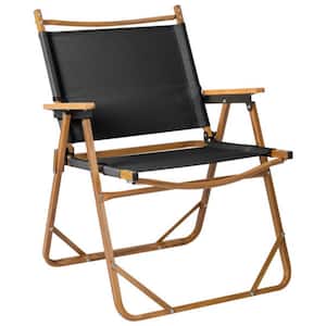 Aluminum Frame Folding Lawn Chair Black Oxford Fabric and Khaki