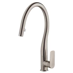 Swan Single Handle Pull Down Sprayer Kitchen Faucet in Brushed Nickel