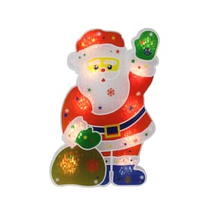 13 in. Lighted Holographic Santa Claus Christmas Window Silhouette Decoration