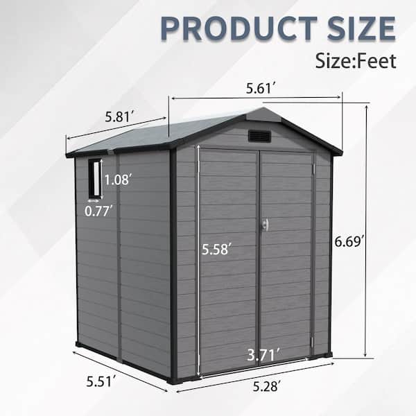 6 ft. W x 6 ft. D Plastic Shed Lockable Resin Tool Shed with