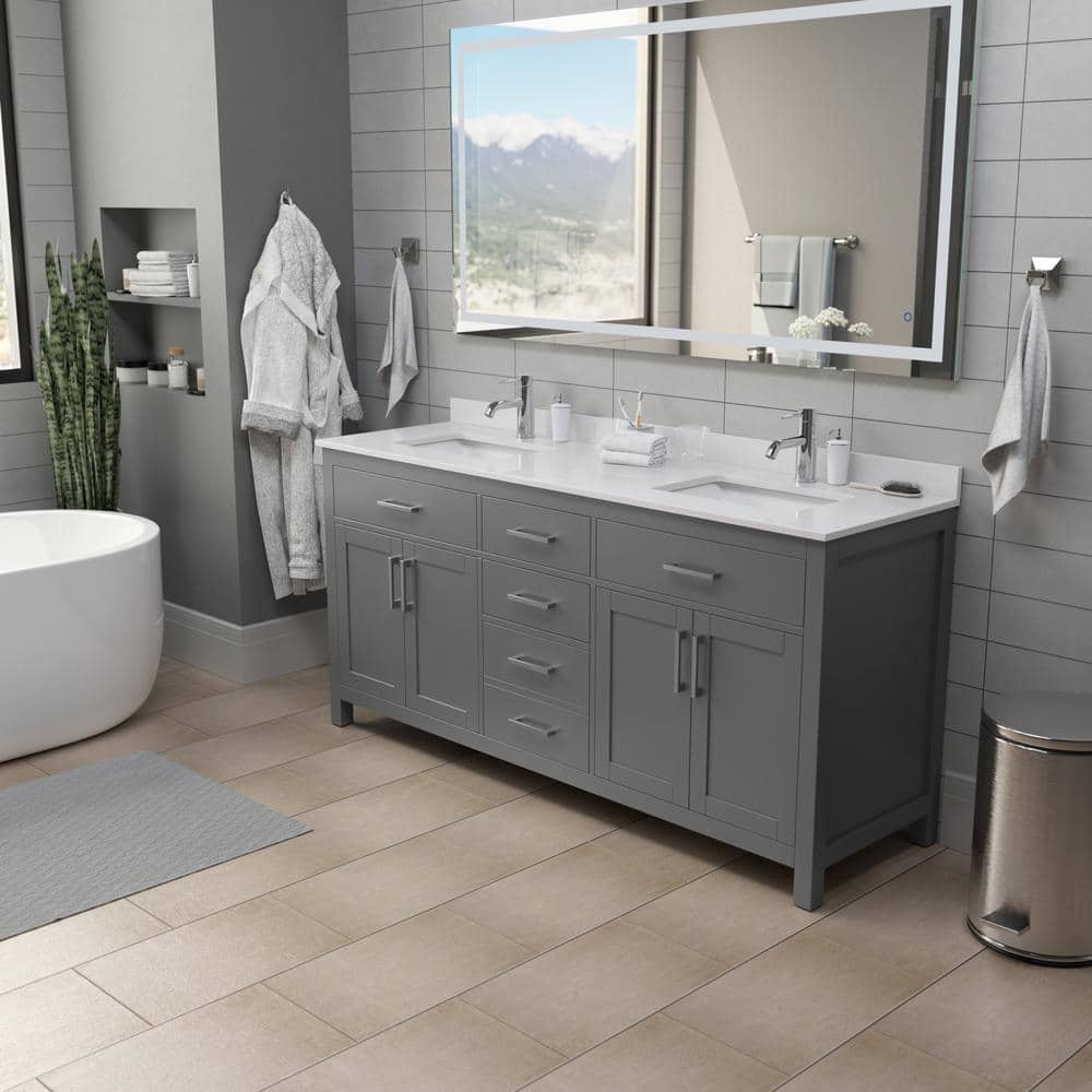 Beckett 72" Dark Gray Freestanding Double Bathroom Vanity