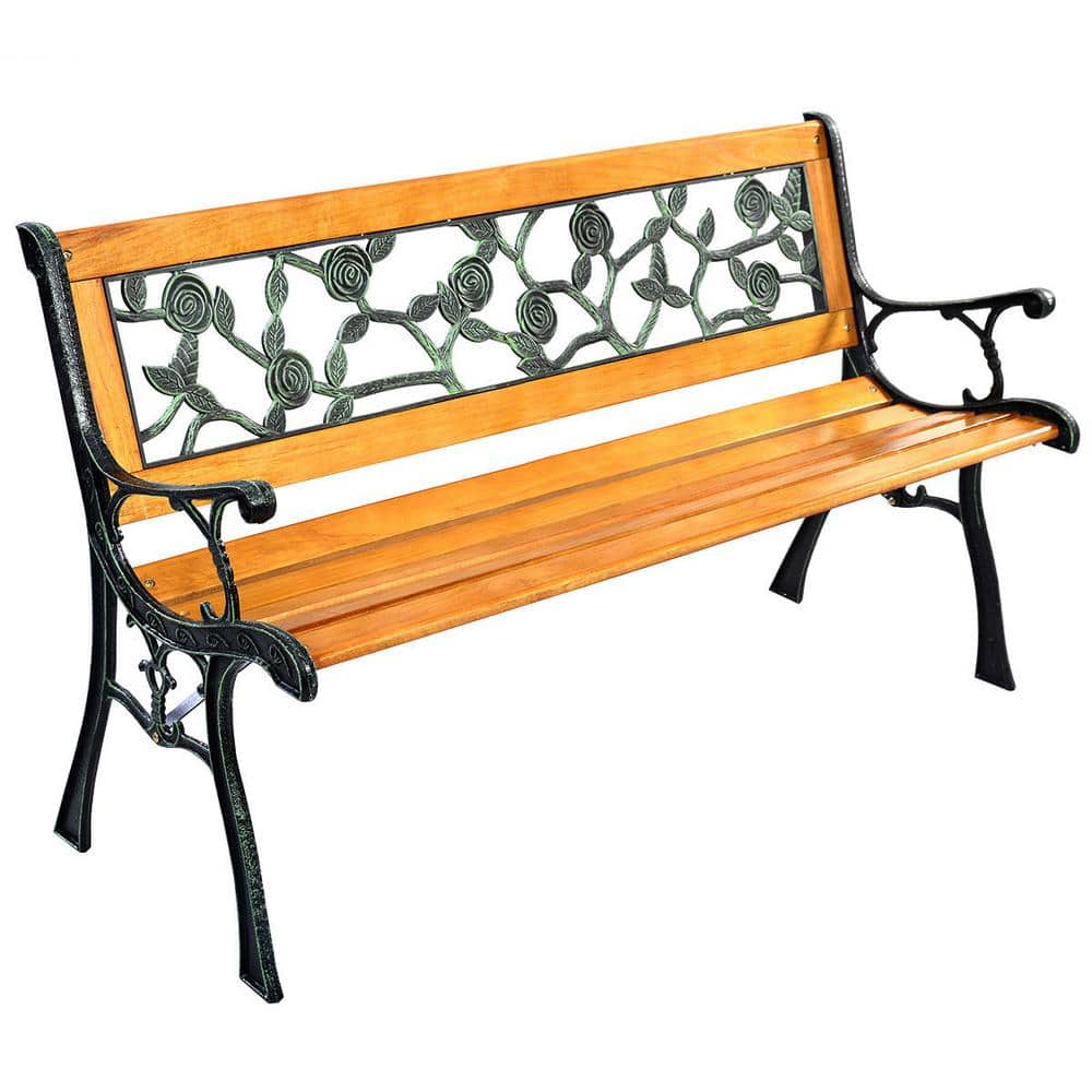 49.5 in. 3-Person Metal Patio Park Garden Porch Outdoor Bench