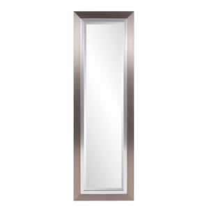 Large Rectangle Brushed Silver Finish With Bright Silver Inset Beveled Glass Modern Mirror (53.5 in. H x 17.25 in. W)