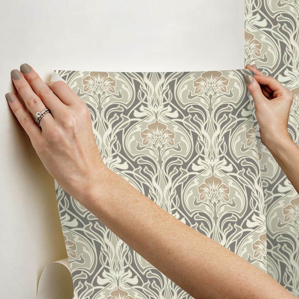 Fallon Brown and Gray Floral Peel and Stick Wallpaper
