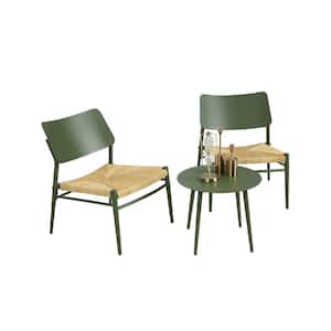 3-Pieces Green Aluminium Outdoor Bistro Set, Patio Set Bistro Table and Chairs Set, for Backyard, Garden