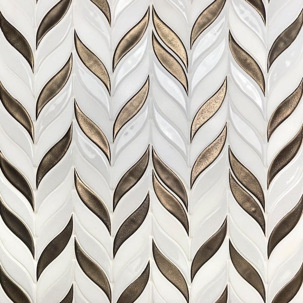 Splashback Tile Oracle Sprig Metallic Copper 11-3/4 in. x 10-1/2 in. x 10mm Glazed Ceramic Mosaic Tile