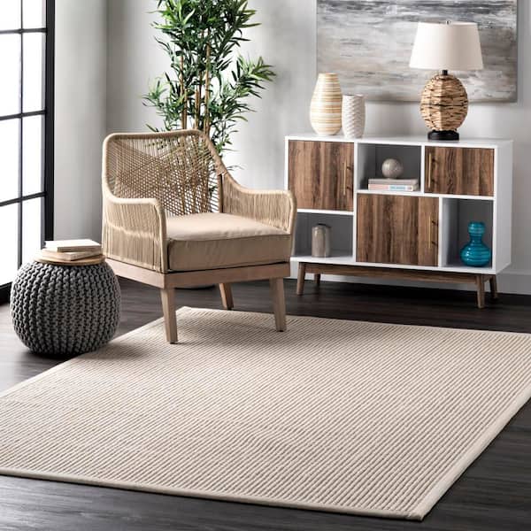Patricia Jute and Wool 8 ft. x 8 ft. Ivory Indoor/Outdoor Patio Square Rug