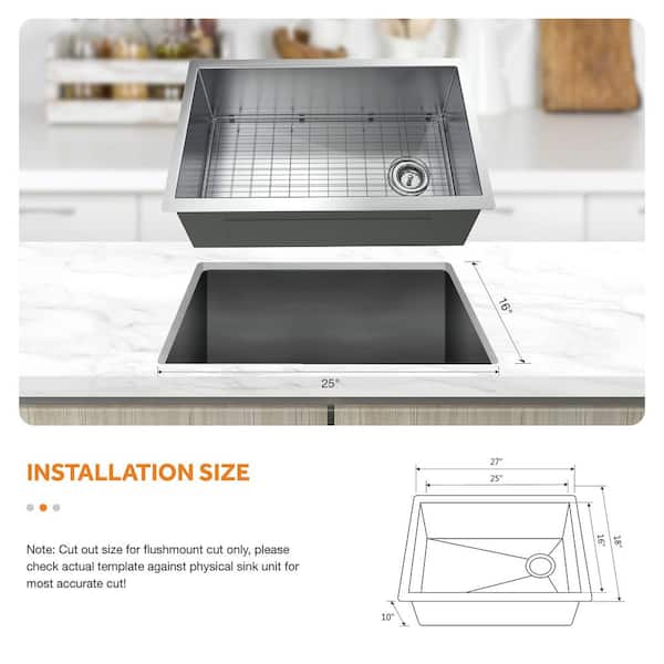 Glacier Bay Professional Zero Radius 27 in. Undermount