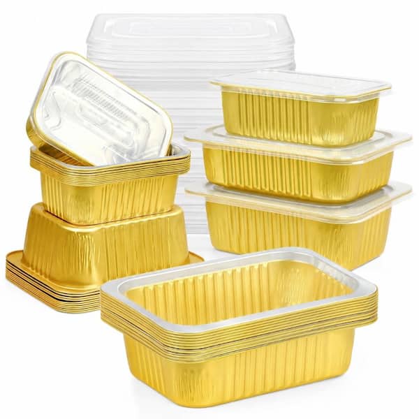 30-Pack Heavy-Duty Aluminum Foil Pans with Leak-Proof Lids, 3 Sizes, 2X Thick, for Baking and Camping