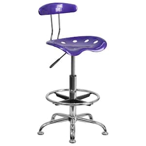 Vibrant Violet and Chrome Drafting Stool with Tractor Seat