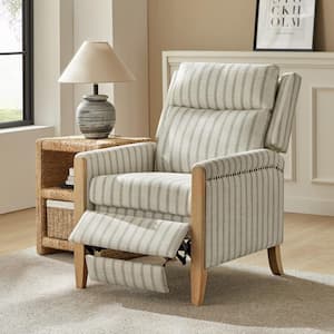 Ugo Stripe Polyester Push Back Manual Recliner with Solid Wood Legs