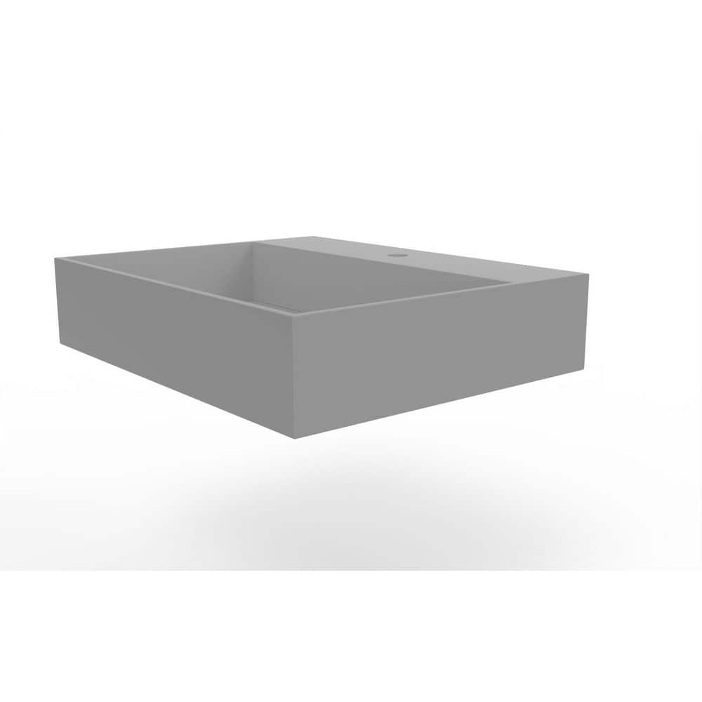 Gray 24" Wall-Mounted Stone Bathroom Sink with Concealed Drain