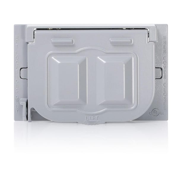 Leviton 1-Gang Weather-Proof Cover with Metal Flat Lid, Gray