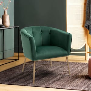Falette Green Tufted Velvet Arm Chair