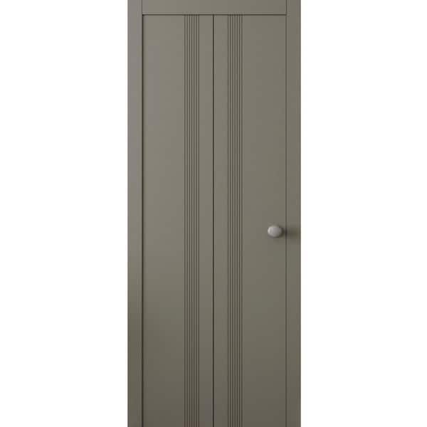 0112 56 in. x 96 in. Solid Core Dove Grey Color Wood Bi-Fold Door with Hardware
