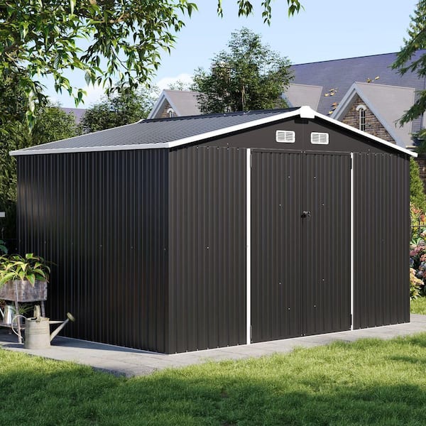 Sizzim 10 ft. W x 8 ft. D Tool Shed Metal Storage Shed with Metal