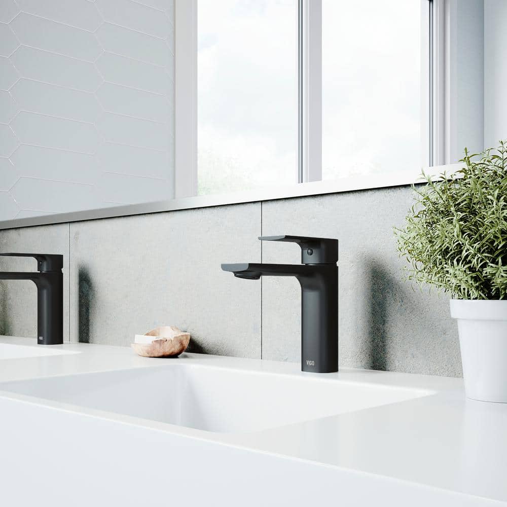 Matte Black Brass Single Handle Bathroom Faucet