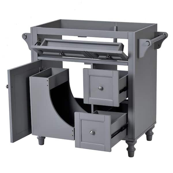 COWLOWN 29.52 in. W x 17.87 in. D x 33 in. H Bathroom Gray Linen Cabinet