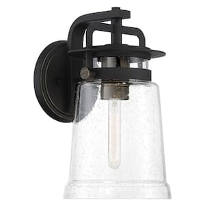 Maribel Heights 1-Light Sand Black with Gold Highlights Outdoor Wall Mount Sconce