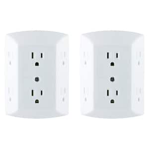 6-Outlet Grounded Outlet Tap with Adapter Spaced Outlets (2-Pack)