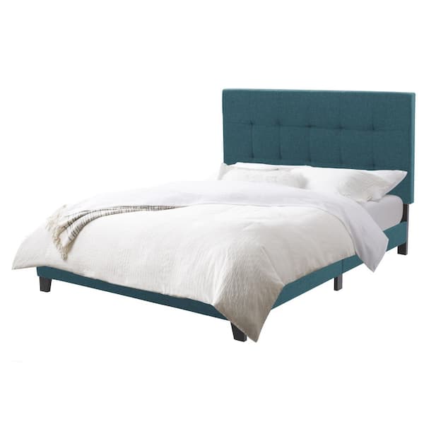 CorLiving Ellery Blue Queen Fabric Tufted Panel Bed